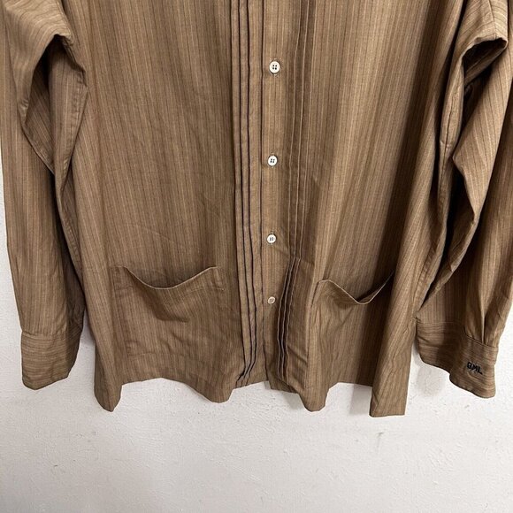 Dos Carolinas Guayabera Shirt Men's Button Up Long Sleeve 2 pockets Size XXL Tan - Picture 3 of 11